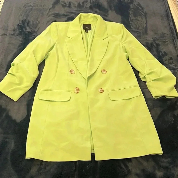 River Island Double Breasted Blazer LIME, Size 2 US / 6 UK, good condition,women - Picture 3 of 6